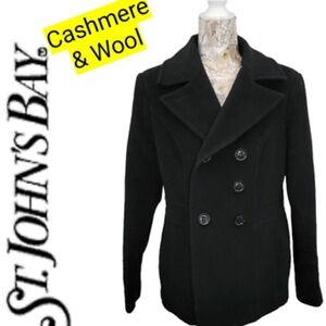 🌸NWT St Johns Bay Black Wool Pea Coat Blazer